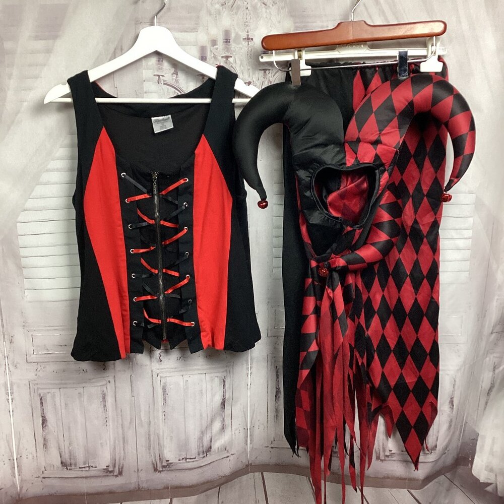 Harley Quinn Harleen Jester 3 Piece Costume Outfit XL
